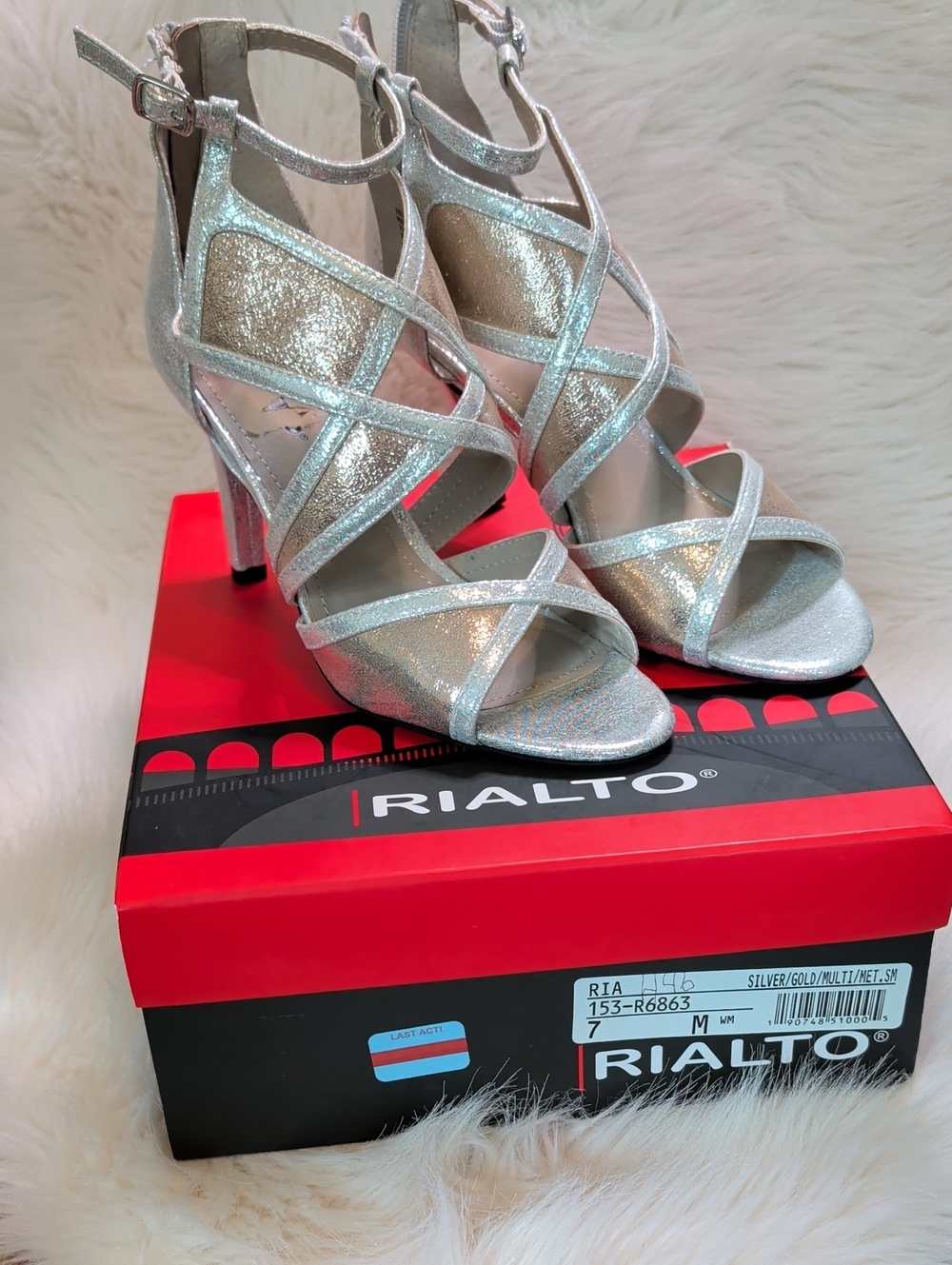 Rialto Silver Gold Strappy High-Heel Sandals for Women Party Formal Bridal